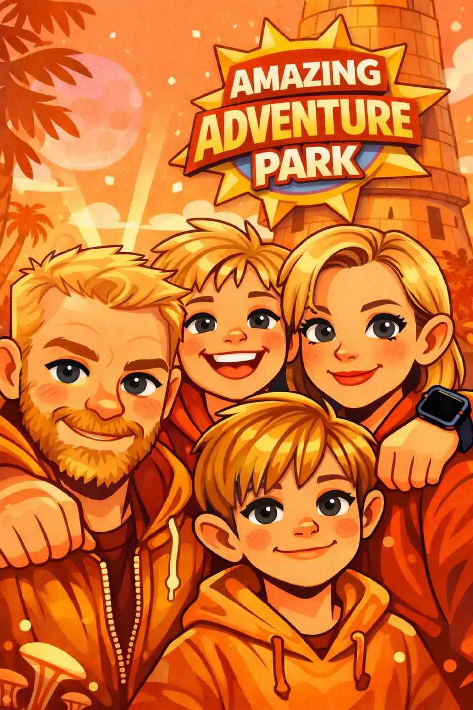 The family who built Ourly, drawn together on a day out.